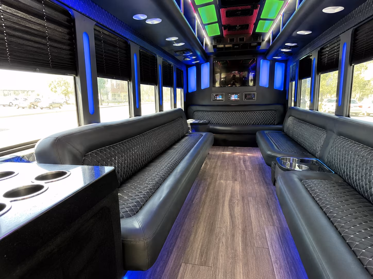 spokane valley 15 passenger party bus inside