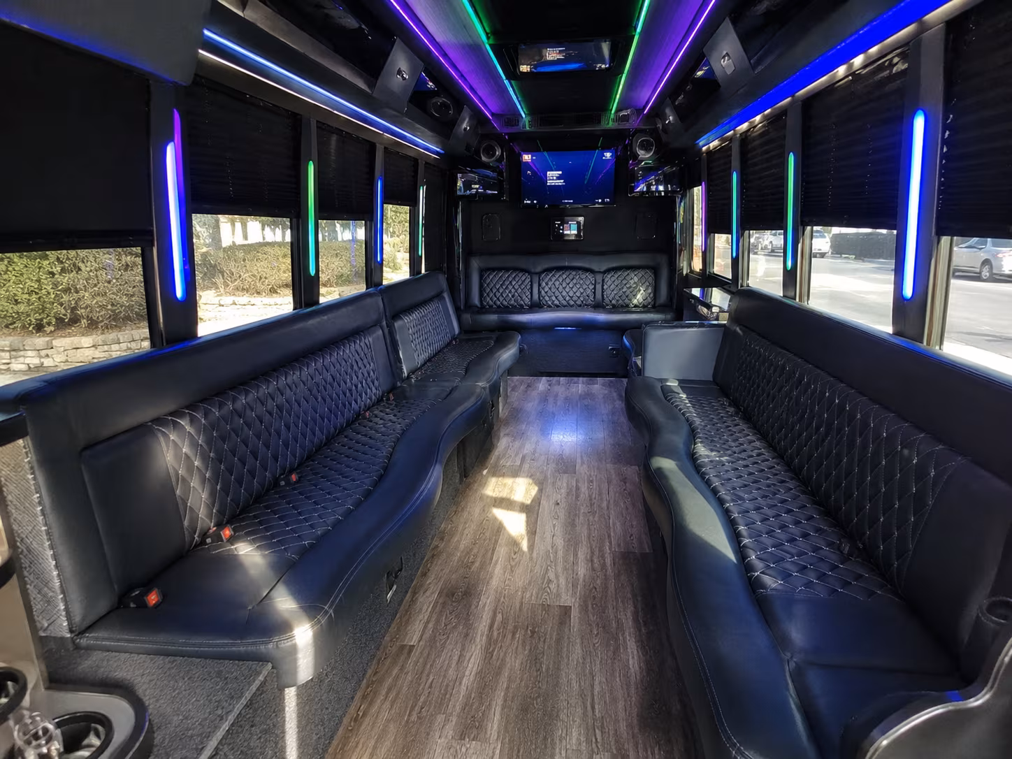 spokane valley 15 passenger party bus interior