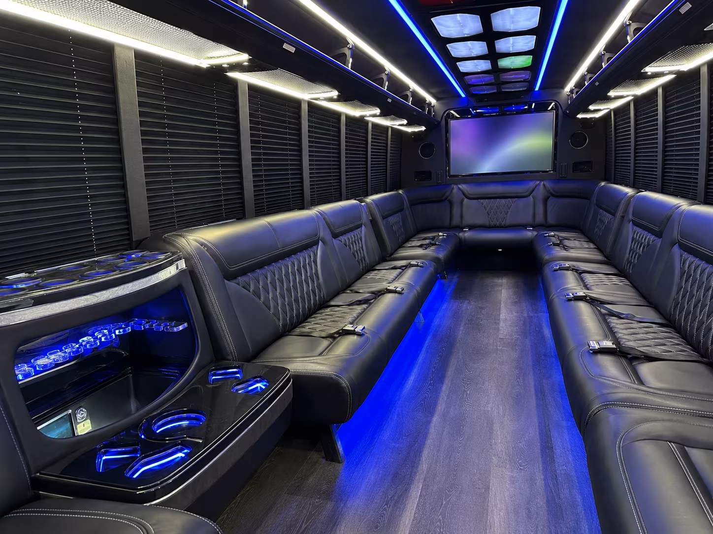 spokane valley 20 passenger party bus inside