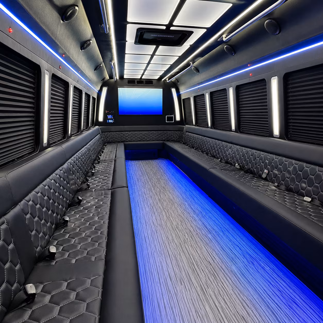 spokane valley 50 passenger party bus inside